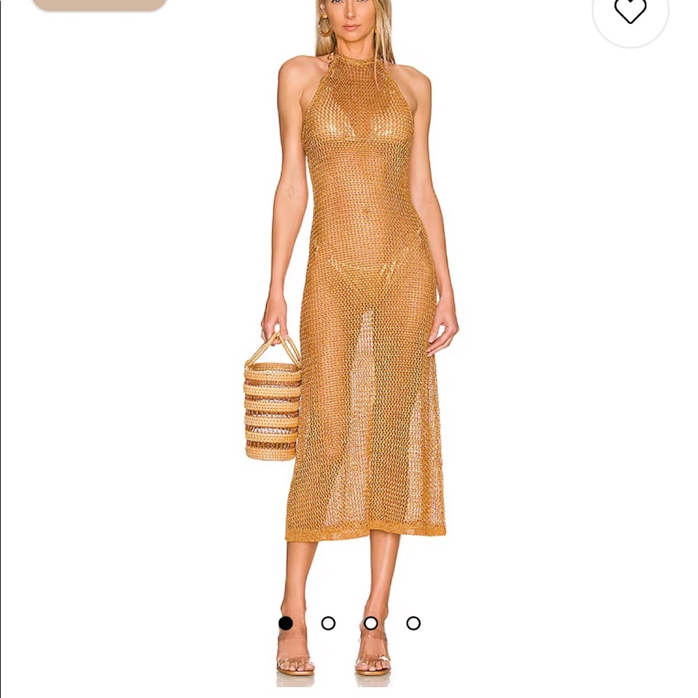 Cult Gaia Aili knit crochet cover-up in Cider, XS